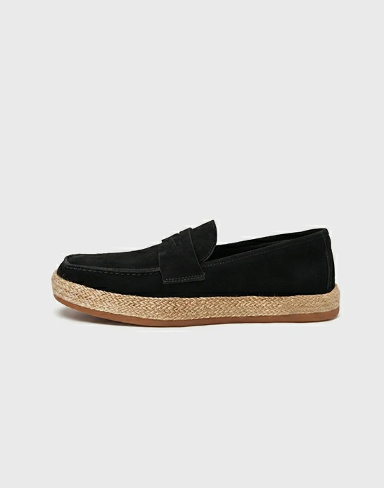 Ballerine homme daim noir avec bande
