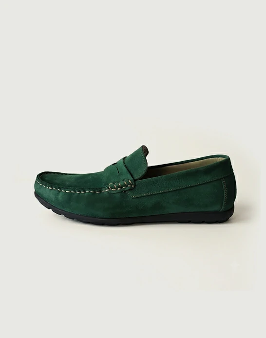 Mocassin homme daim Vert