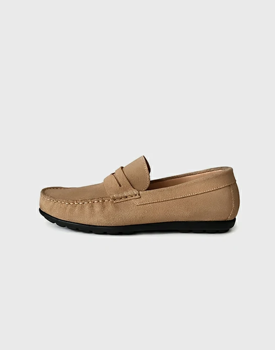 Mocassin homme daim Beige avec bande