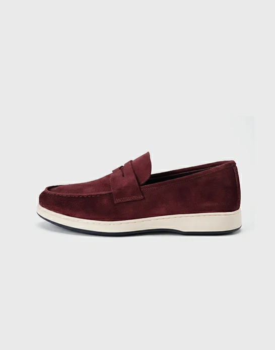 Ballerine homme daim avec bande Bordo