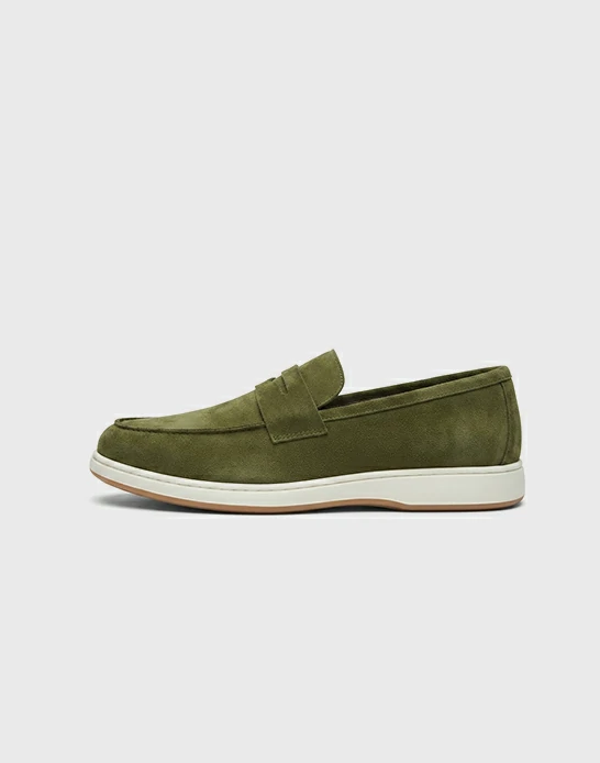 Ballerine homme daim avec bande vert