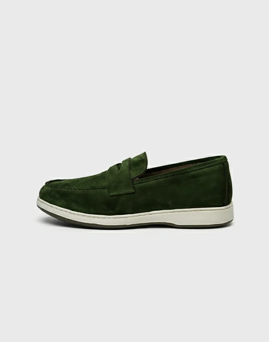 Ballerine homme en daim vert