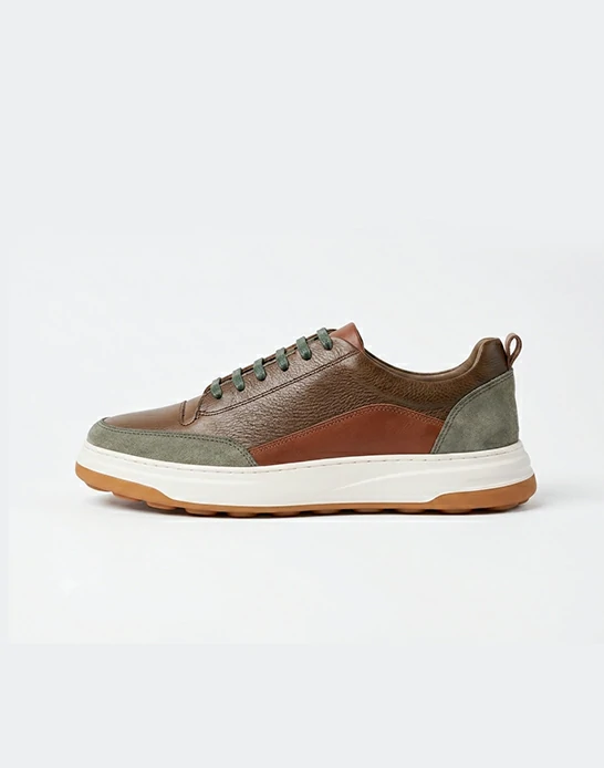 Espadrille homme cuir Maron avec daim