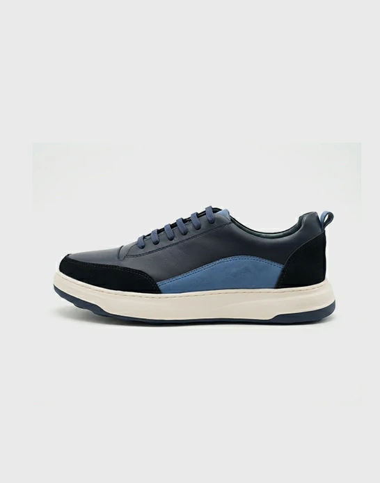 Espadrille homme cuir bleu & noir