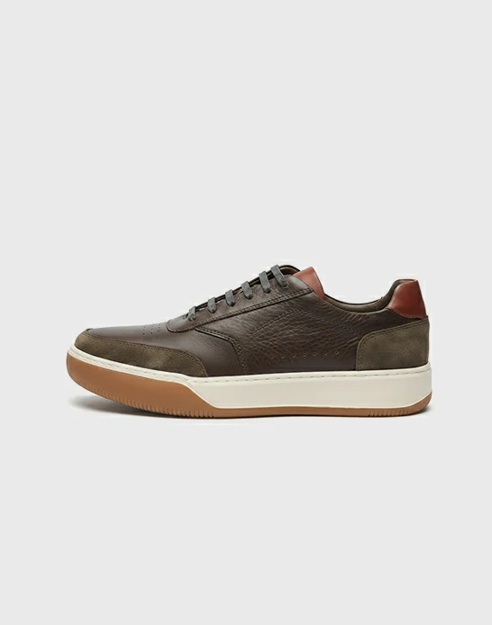 Espadrille homme cuir marron & vert